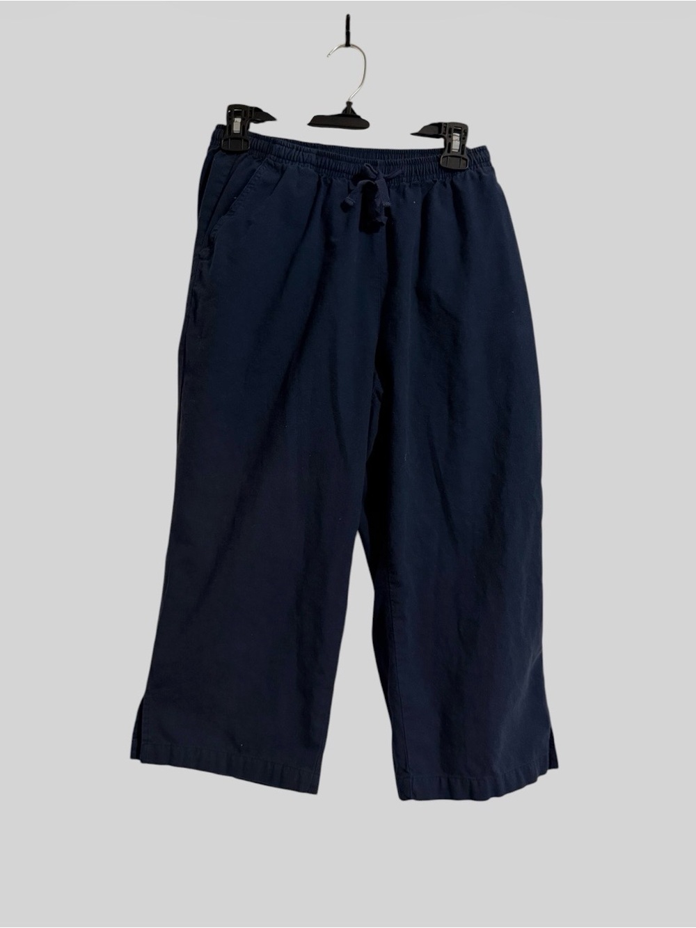Rebecca Malone Dark Navy Wide-Leg Drawstring Capris Size M